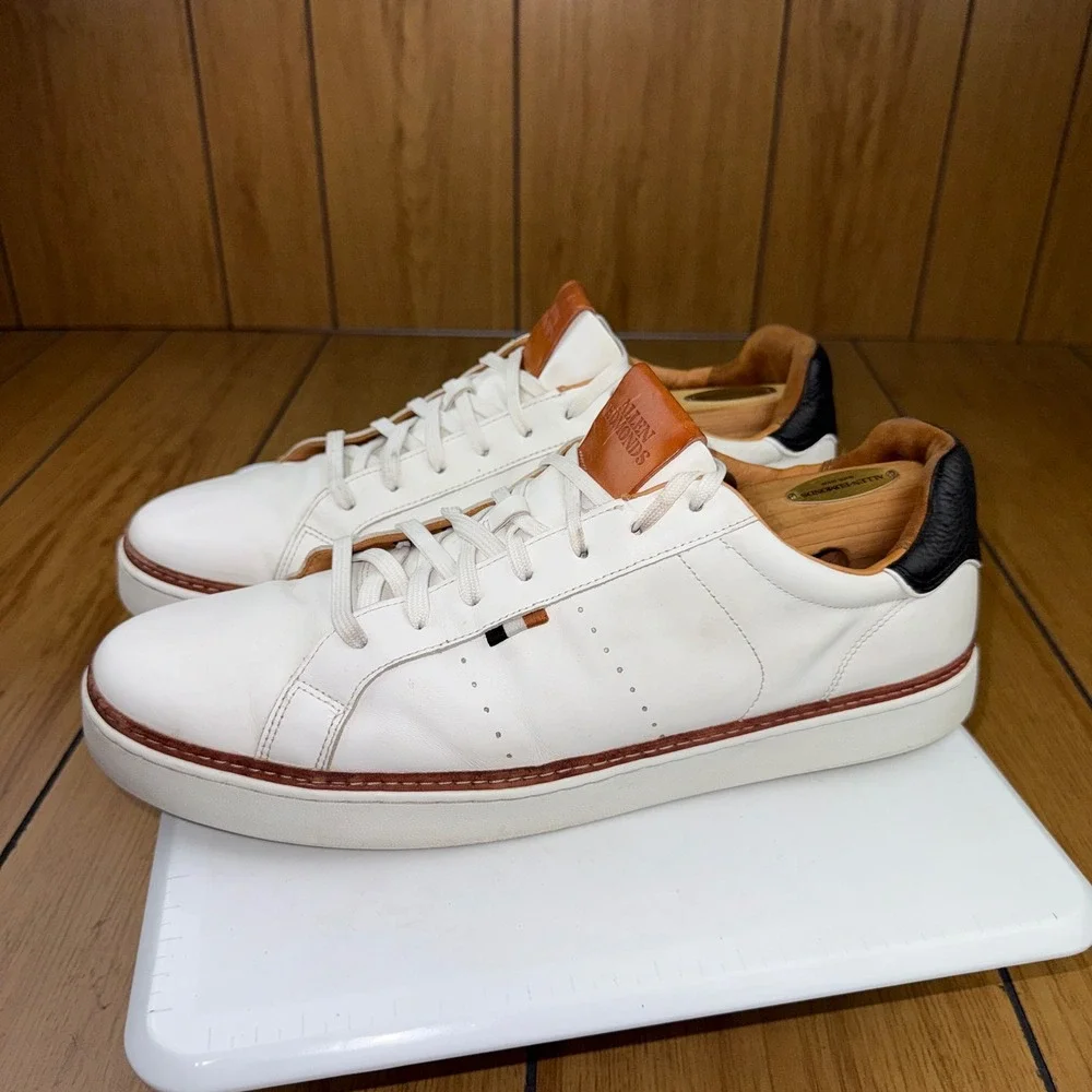 Allen Edmonds Alpha Mens White Leather Low Top Sneakers 4639 Size 14 D